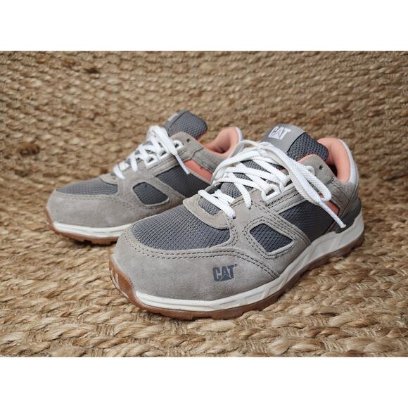 Caterpillar Women's 5 Woodward Gray Pink Suede Steel Toe Work Construction Shoe - Picture 3 of 11